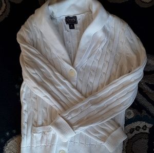 Chaps white button down cardigan size med.